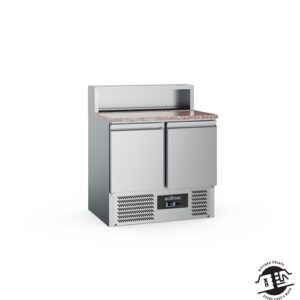 KitchenMate-E Pizzawerkbank 2-deurs met koelopzetvitrine